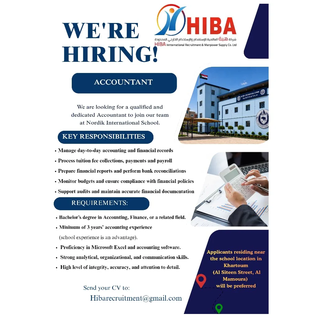Accountant – Nordik International School Khartoum Sudan